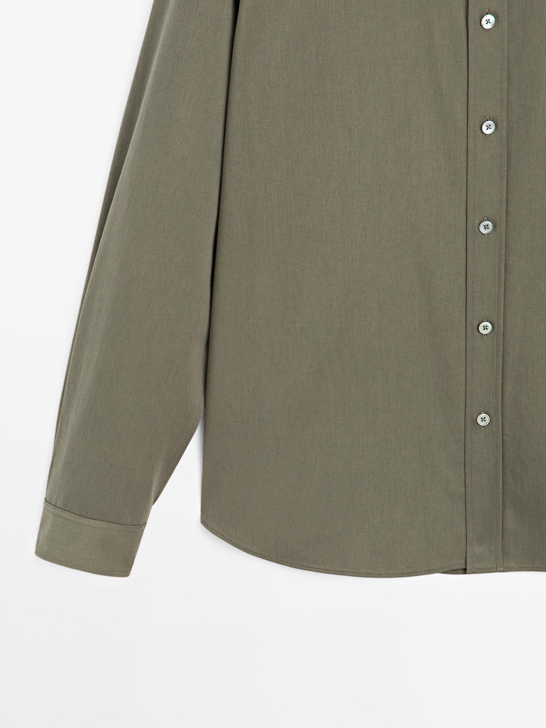 Regular fit cotton blend shirt